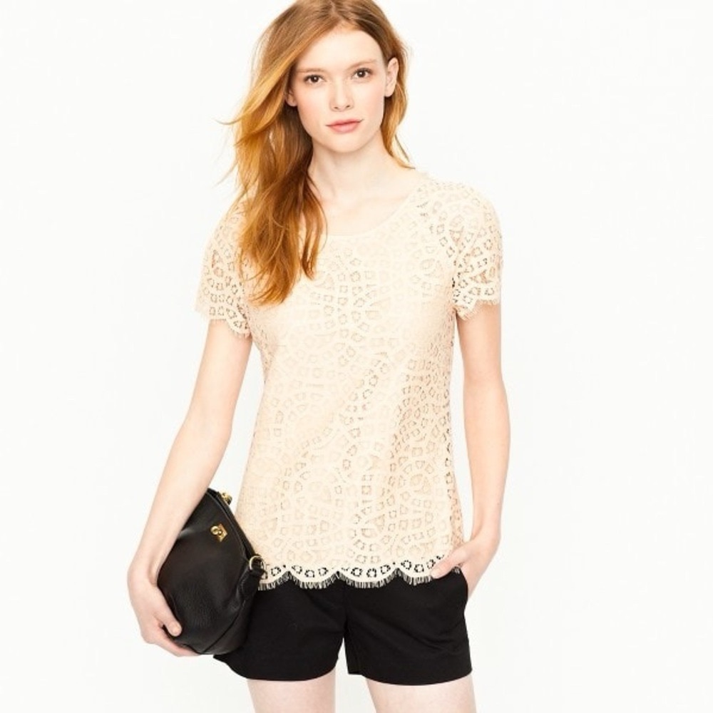 EUC J. Crew lace lined cap sleeve top. Size 4.